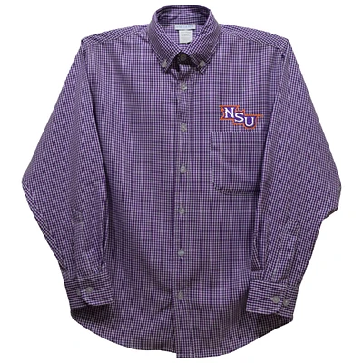 Toddler Vive La Fete Purple Northwestern State Demons Gingham Button-Down Long Sleeve Shirt