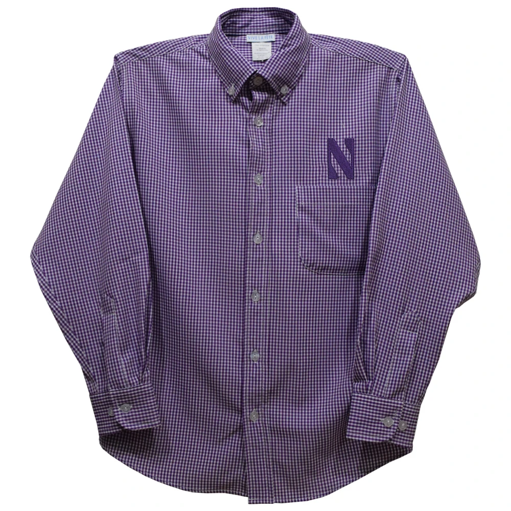 Toddler Vive La Fete Purple Northwestern Wildcats Gingham Button-Down Long Sleeve Shirt