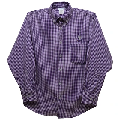 Toddler Vive La Fete Purple UAlbany Great Danes Gingham Button-Down Long Sleeve Shirt