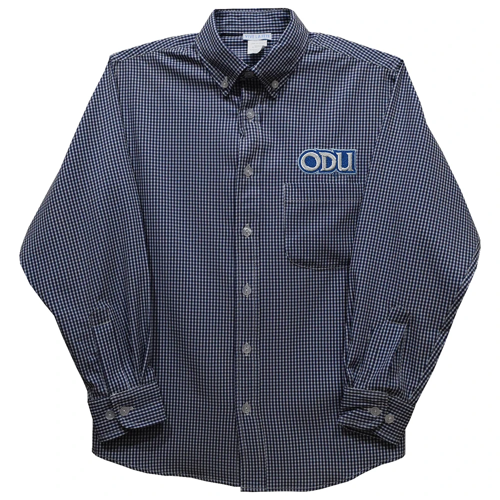Toddler Vive La Fete Navy Old Dominion Monarchs Gingham Button-Down Long Sleeve Shirt
