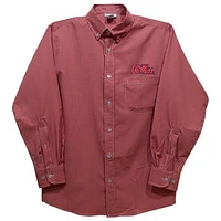 Toddler Vive La Fete Red Ole Miss Rebels Gingham Button-Down Long Sleeve Shirt