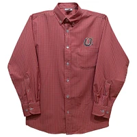 Toddler Vive La Fete Crimson Nebraska Omaha Mavericks Gingham Button-Down Long Sleeve Shirt