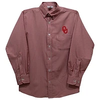 Toddler Vive La Fete Crimson Oklahoma Sooners Gingham Button-Down Long Sleeve Shirt