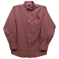 Toddler Vive La Fete Crimson Oklahoma Sooners Gingham Button-Down Long Sleeve Shirt
