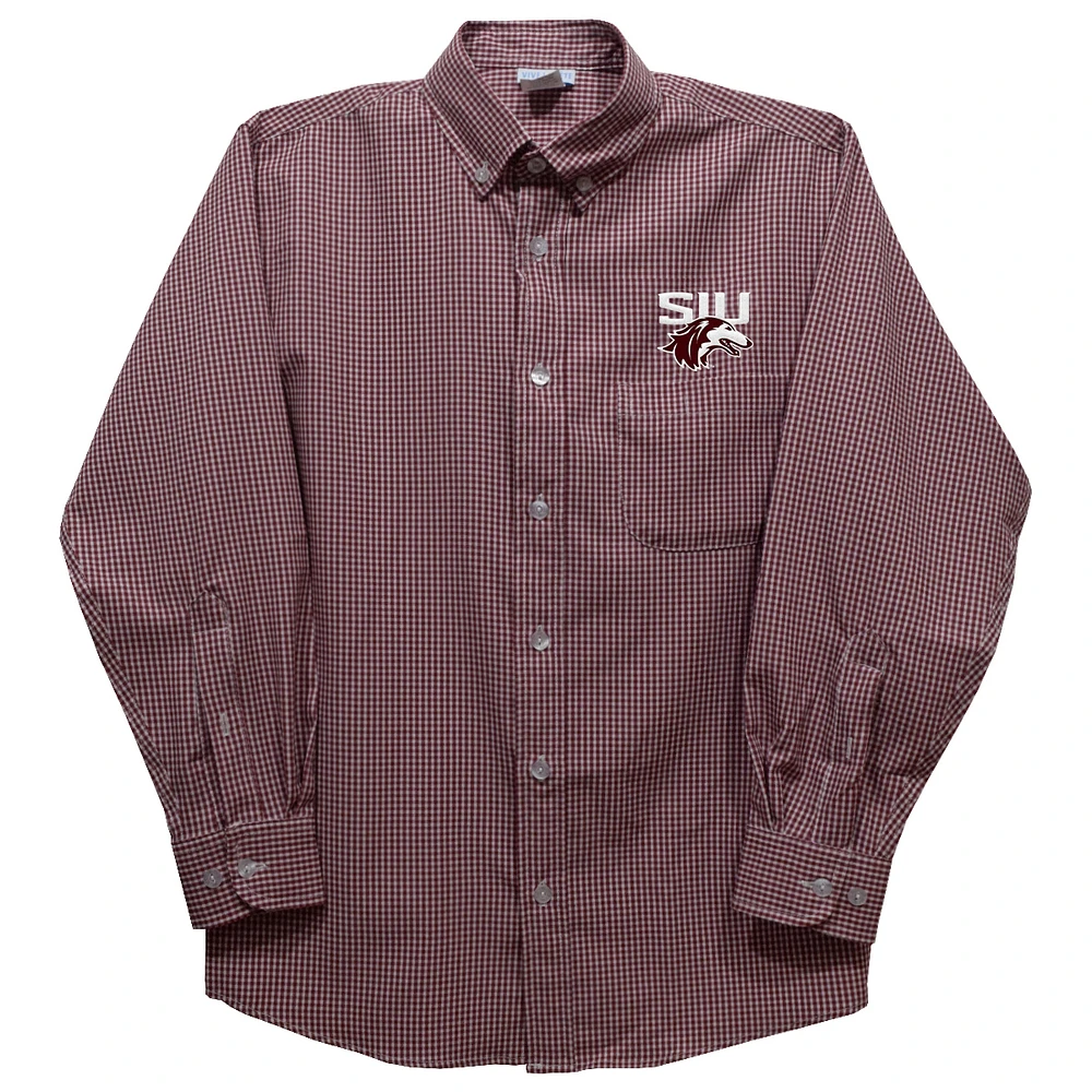 Toddler Vive La Fete Maroon Southern Illinois Salukis Gingham Button-Down Long Sleeve Shirt
