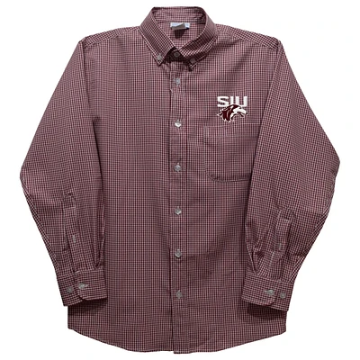Toddler Vive La Fete Maroon Southern Illinois Salukis Gingham Button-Down Long Sleeve Shirt