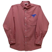Toddler Vive La Fete Red SMU Mustangs Gingham Button-Down Long Sleeve Shirt