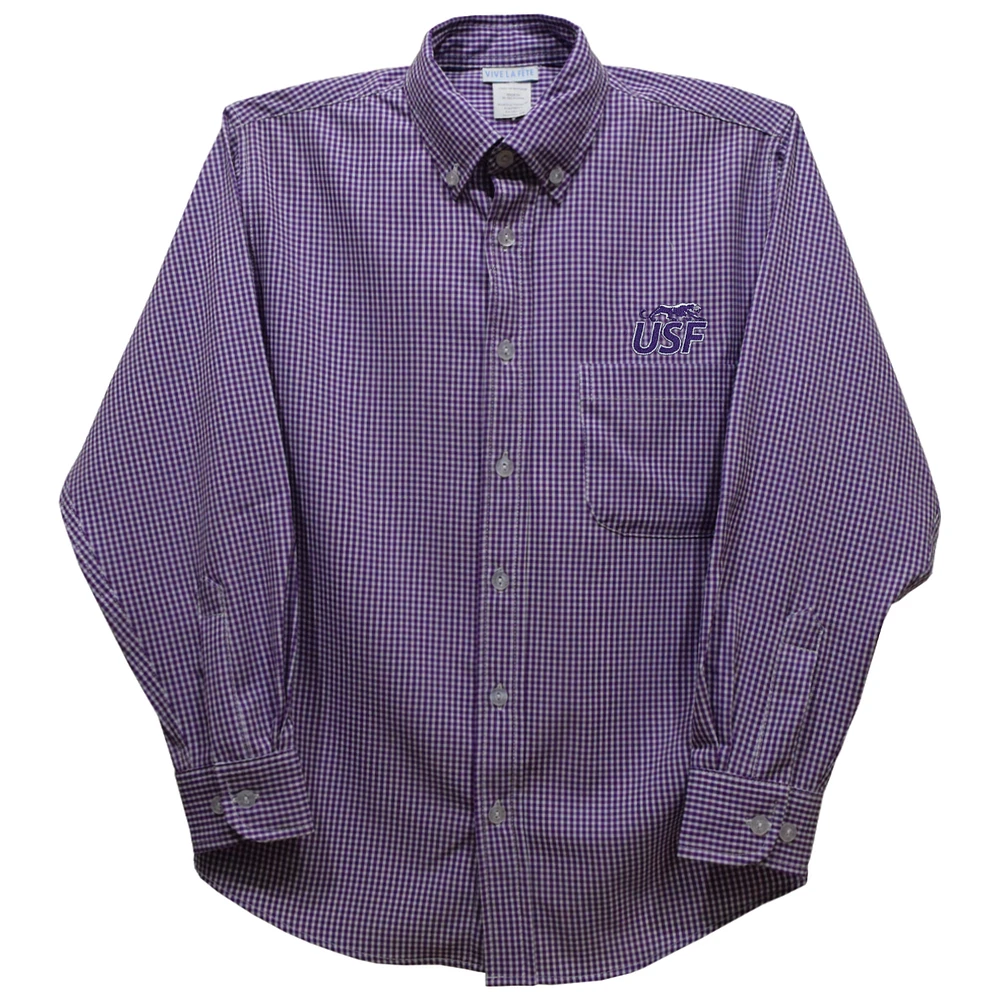 Toddler Vive La Fete Purple University of Sioux Falls Cougars Gingham Button-Down Long Sleeve Shirt