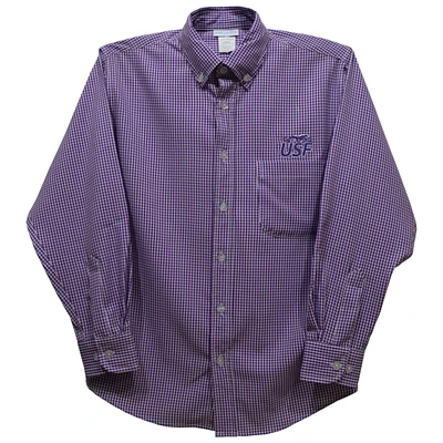 Toddler Vive La Fete Purple University of Sioux Falls Cougars Gingham Button-Down Long Sleeve Shirt