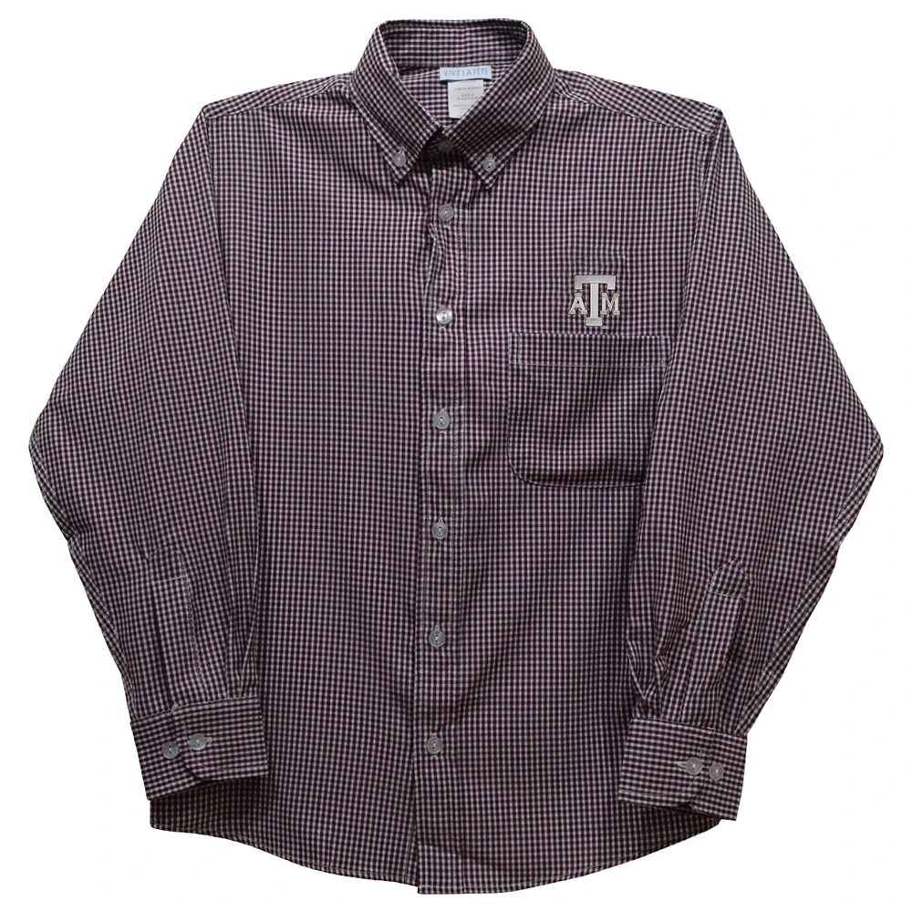 Toddler Vive La Fete Maroon Texas A&M Aggies Gingham Button-Down Long Sleeve Shirt