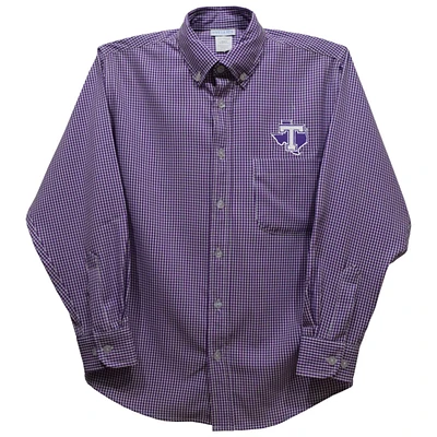 Toddler Vive La Fete Purple Tarleton State Texans Gingham Button-Down Long Sleeve Shirt