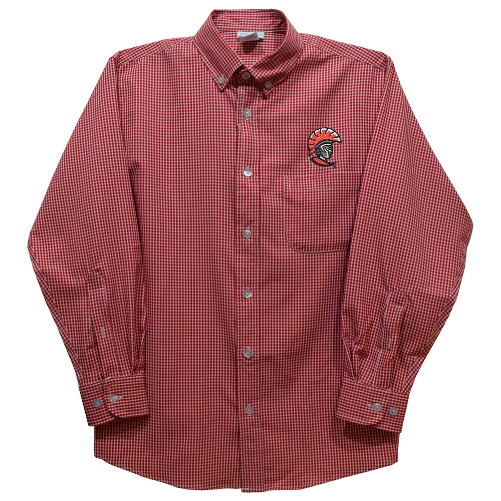 Toddler Vive La Fete Red Tampa Spartans Gingham Button-Down Long Sleeve Shirt