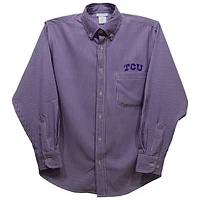 Toddler Vive La Fete Purple TCU Horned Frogs Gingham Button-Down Long Sleeve Shirt