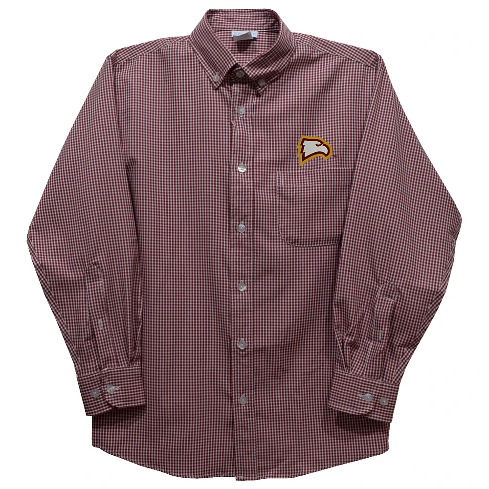 Toddler Vive La Fete Red Winthrop Eagles Gingham Button-Down Long Sleeve Shirt