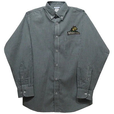 Toddler Vive La Fete Green Wright State Raiders Gingham Button-Down Long Sleeve Shirt