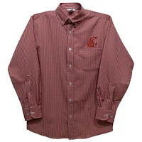 Toddler Vive La Fete Crimson Washington State Cougars Gingham Button-Down Long Sleeve Shirt
