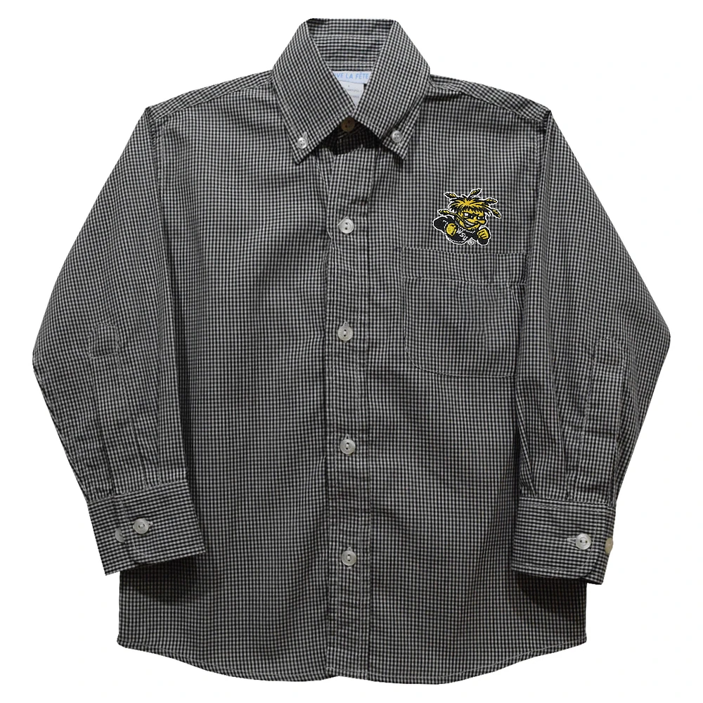 Toddler Vive La Fete Black Wichita State Shockers Gingham Button-Down Long Sleeve Shirt