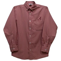 Youth Vive La Fete Crimson Alabama Tide Gingham Button-Down Long Sleeve Shirt