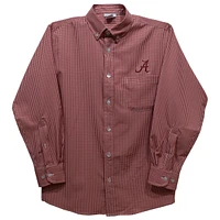Youth Vive La Fete Crimson Alabama Tide Gingham Button-Down Long Sleeve Shirt
