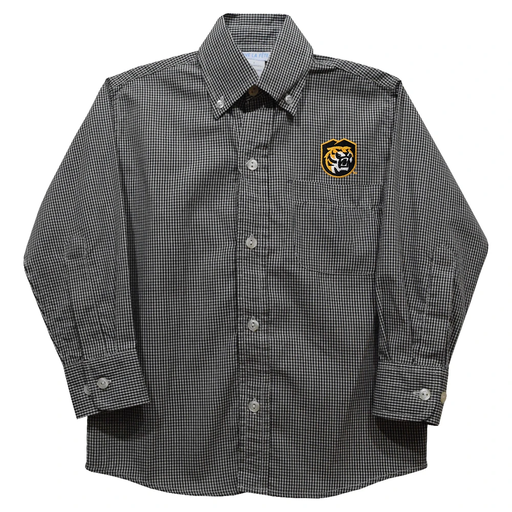 Youth Vive La Fete Black Colorado College Tigers Gingham Button-Down Long Sleeve Shirt