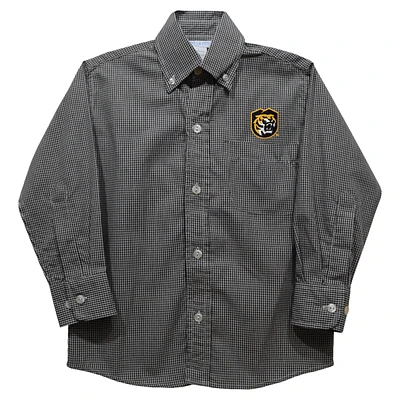 Youth Vive La Fete Black Colorado College Tigers Gingham Button-Down Long Sleeve Shirt