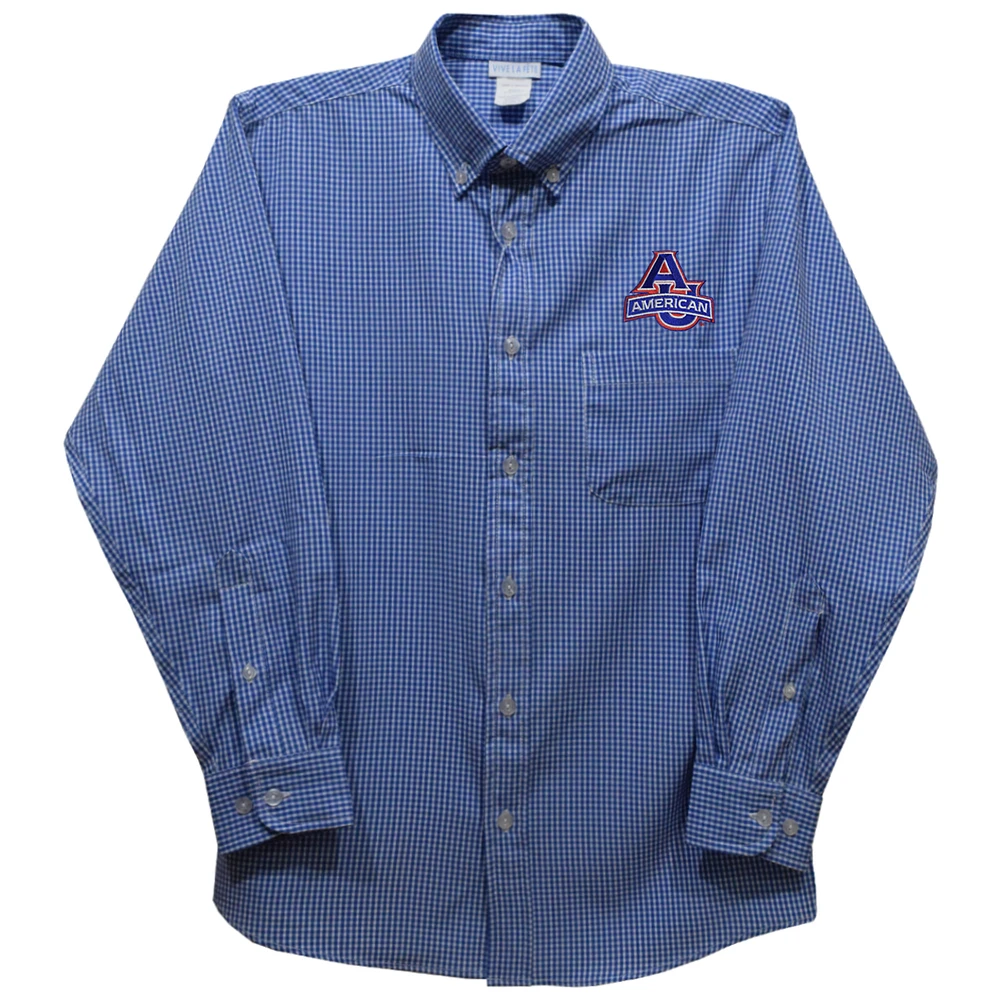 Youth Vive La Fete Blue American University Eagles Gingham Button-Down Long Sleeve Shirt