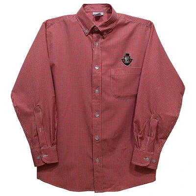 Youth Vive La Fete Red Austin Peay State Governors Gingham Button-Down Long Sleeve Shirt