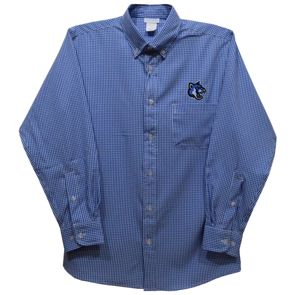 Youth Vive La Fete Blue Cal State San Marcos Cougars Gingham Button-Down Long Sleeve Shirt