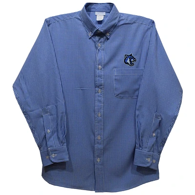 Youth Vive La Fete Blue Cal State San Marcos Cougars Gingham Button-Down Long Sleeve Shirt