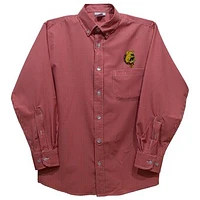 Youth Vive La Fete Crimson Ferris State Bulldogs Gingham Button-Down Long Sleeve Shirt