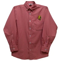Youth Vive La Fete Crimson Ferris State Bulldogs Gingham Button-Down Long Sleeve Shirt