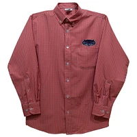 Youth Vive La Fete Red Florida Atlantic Owls Gingham Button-Down Long Sleeve Shirt