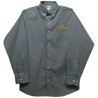 Youth Vive La Fete Green George Mason Patriots Gingham Button-Down Long Sleeve Shirt