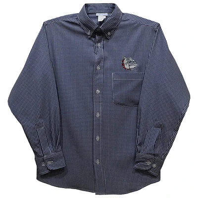 Youth Vive La Fete Navy Gonzaga Bulldogs Gingham Button-Down Long Sleeve Shirt