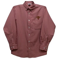 Youth Vive La Fete Crimson Flagler Saints Gingham Button-Down Long Sleeve Shirt