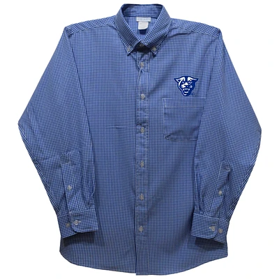 Youth Vive La Fete Blue Georgia State Panthers Gingham Button-Down Long Sleeve Shirt