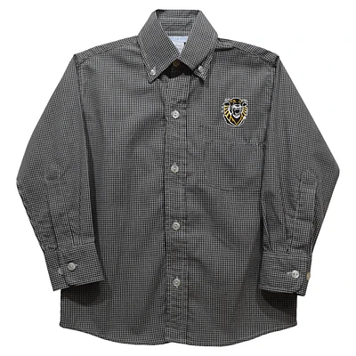 Youth Vive La Fete Black Fort Hays State Tigers Gingham Button-Down Long Sleeve Shirt