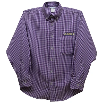 Youth Vive La Fete Purple James Madison Dukes Gingham Button-Down Long Sleeve Shirt