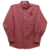 Youth Vive La Fete Red Illinois State Redbirds Gingham Button-Down Long Sleeve Shirt
