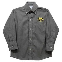 Youth Vive La Fete Black Iowa Hawkeyes Gingham Button-Down Long Sleeve Shirt