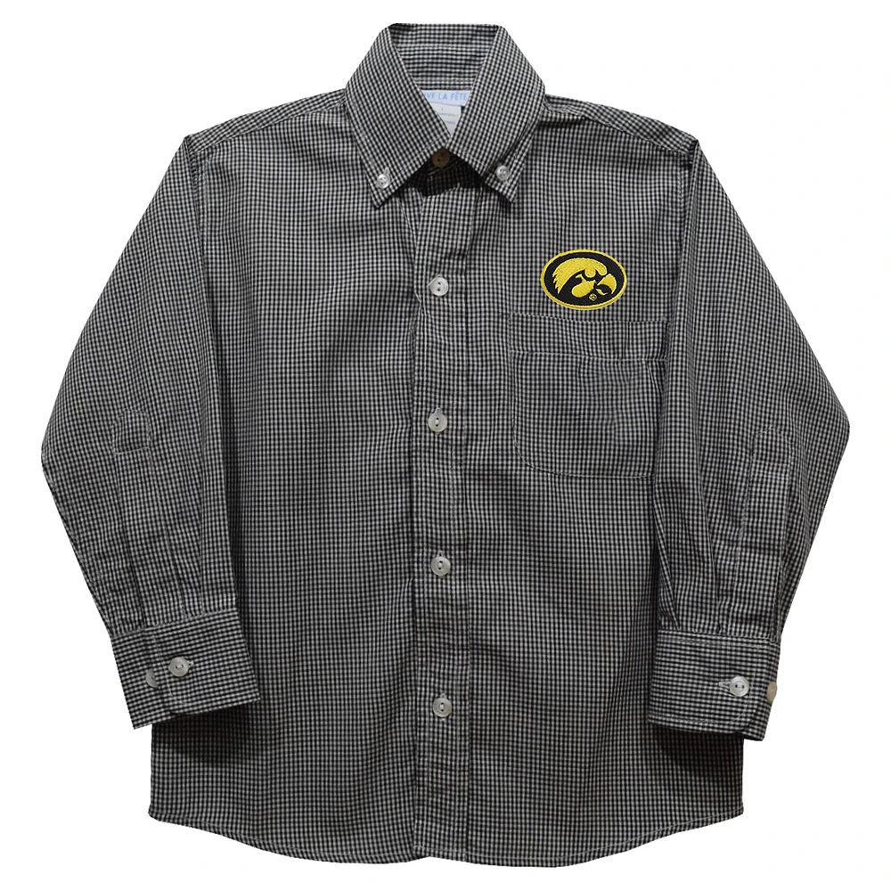 Youth Vive La Fete Black Iowa Hawkeyes Gingham Button-Down Long Sleeve Shirt
