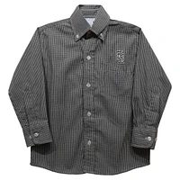 Youth Vive La Fete Black Kennesaw State Owls Gingham Button-Down Long Sleeve Shirt