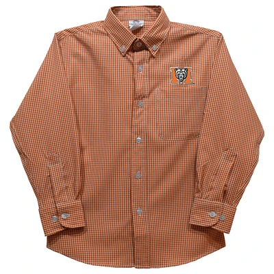 Youth Vive La Fete Orange Mercer Bears Gingham Button-Down Long Sleeve Shirt