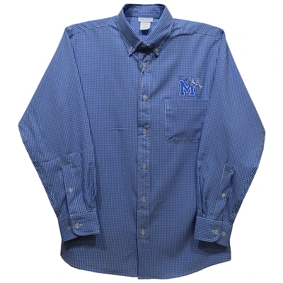 Youth Vive La Fete Royal Memphis Tigers Gingham Button-Down Long Sleeve Shirt