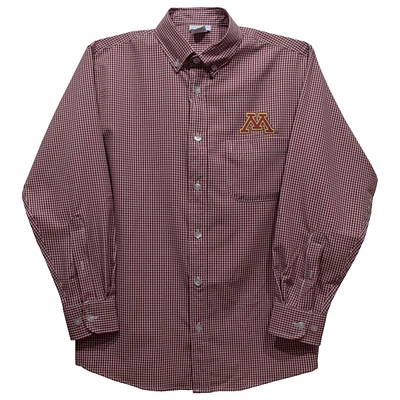Youth Vive La Fete Maroon Minnesota Golden Gophers Gingham Button-Down Long Sleeve Shirt