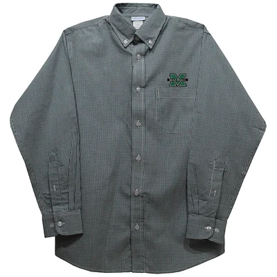 Youth Vive La Fete Kelly Green Marshall Thundering Herd Gingham Button-Down Long Sleeve Shirt