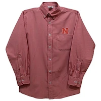 Youth Vive La Fete Scarlet Nebraska Huskers Gingham Button-Down Long Sleeve Shirt
