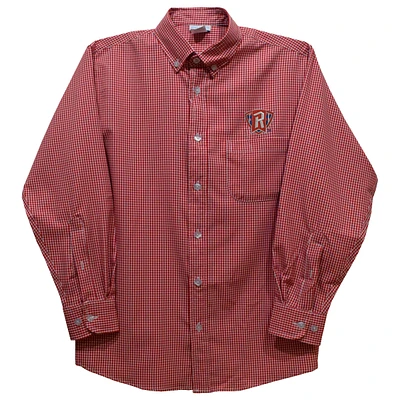 Youth Vive La Fete Red Radford Highlanders Gingham Button-Down Long Sleeve Shirt