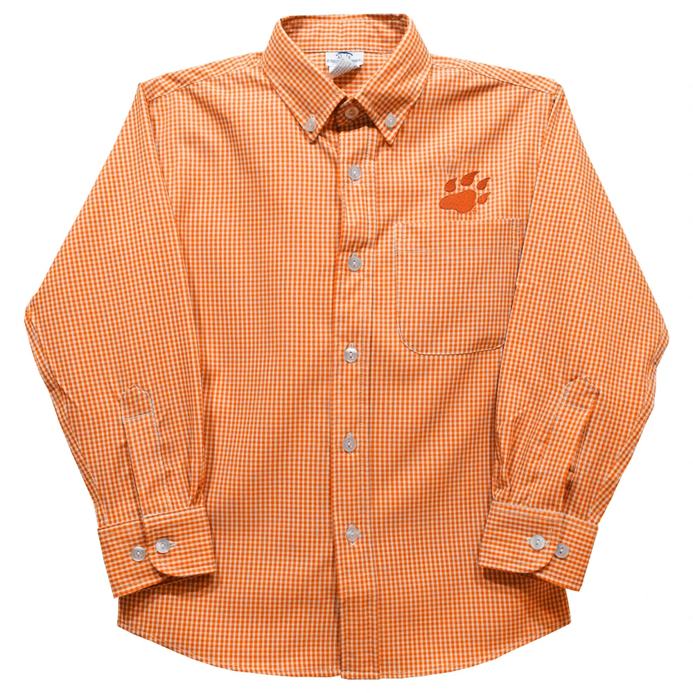 Youth Vive La Fete Orange Sam Houston State Bearkats Gingham Button-Down Long Sleeve Shirt