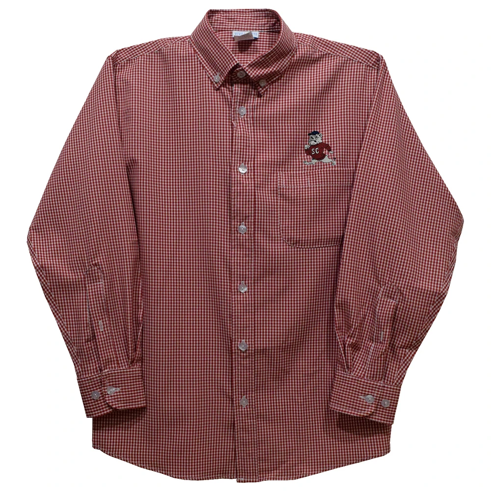 Youth Vive La Fete Garnet South Carolina State Bulldogs Gingham Button-Down Long Sleeve Shirt